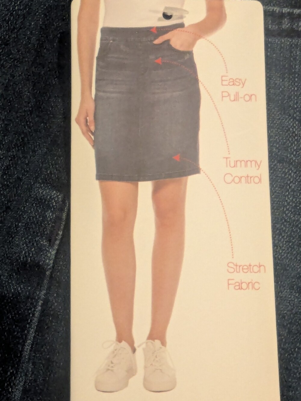 S.C. & CO. Classic Pull-On High-Waisted Denim Skirt with Tummy Control Sz 14 NWT